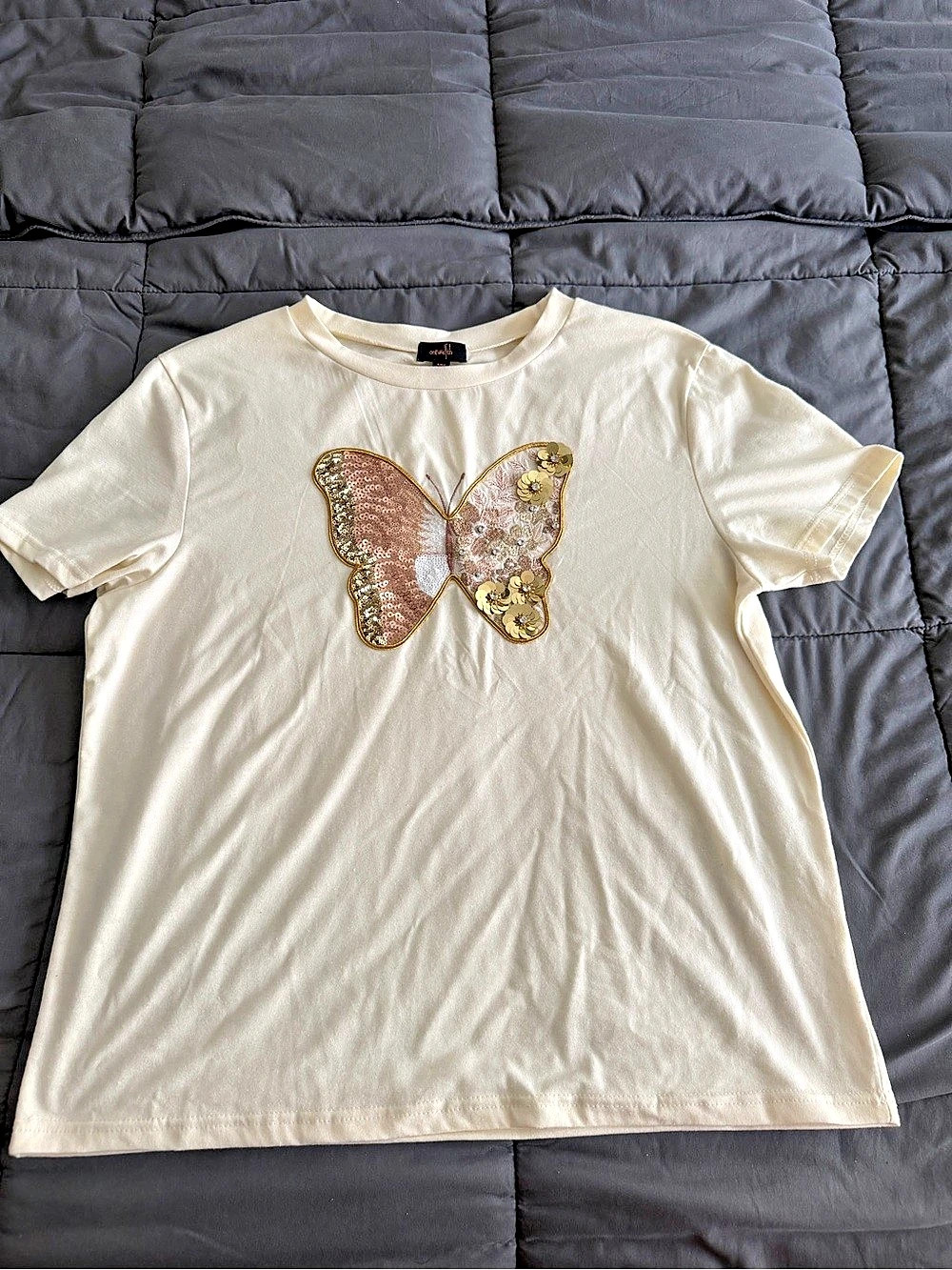 Worth New York Butterfly Embellished Tee White Size XL